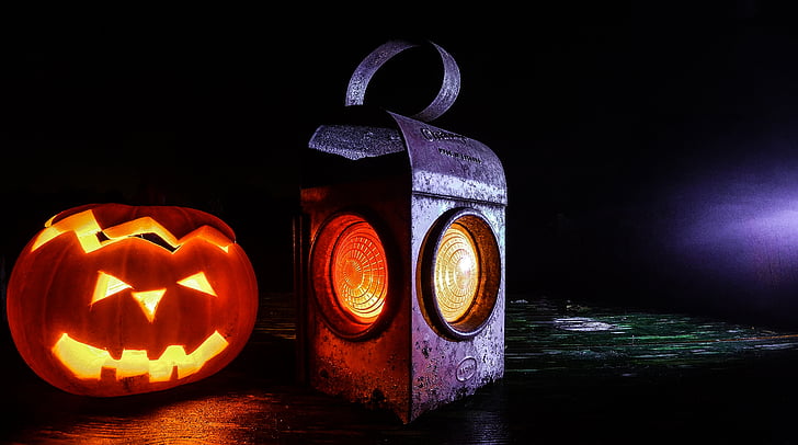 Halloween, Jack o'lantern, lamp, lantaarn, pompoen, nacht, horror