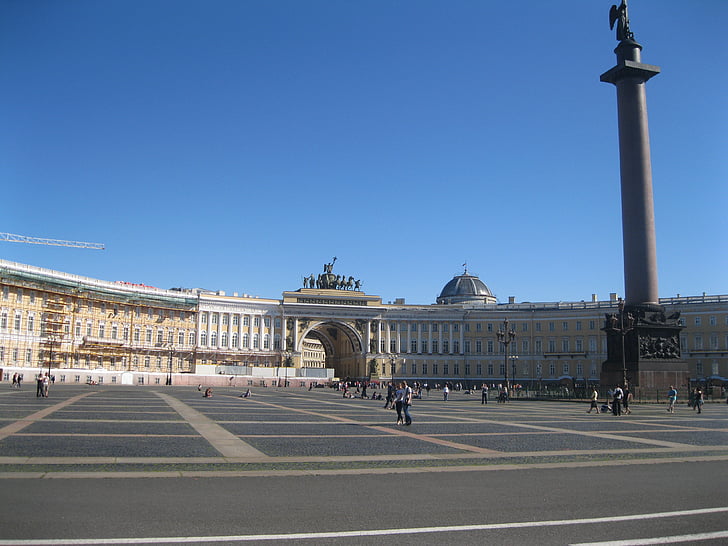 hermitage palace square, st petersburg, russia, europe, architecture, history