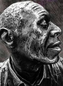 statuen, skulptur, ansikt, profil, nese, øyne, ører