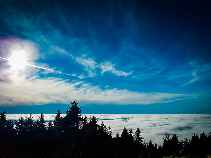 inversion, Klínovec, skyer, solen, natur, baggrund
