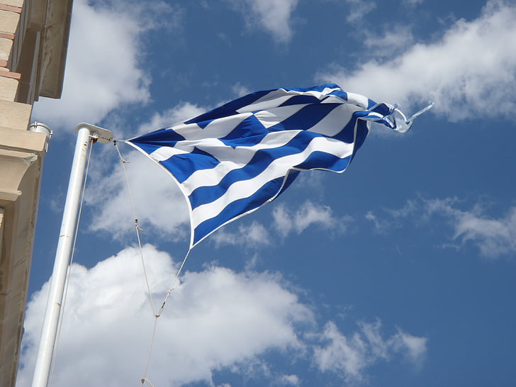 国旗, 风, 希腊, 天空