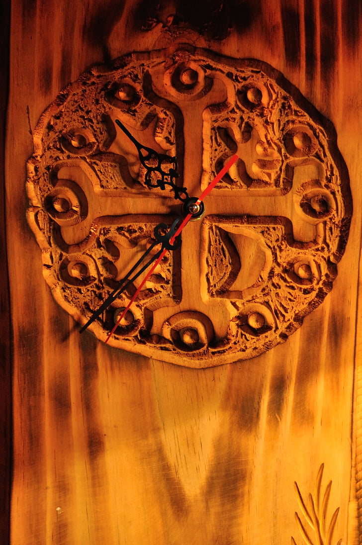clock, wood, time
