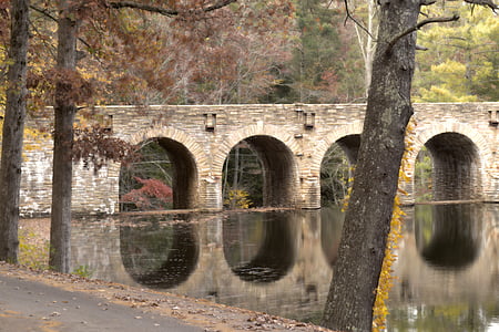 stone, bridge, dam, bridge - Man Made Structure, river, arch, tree