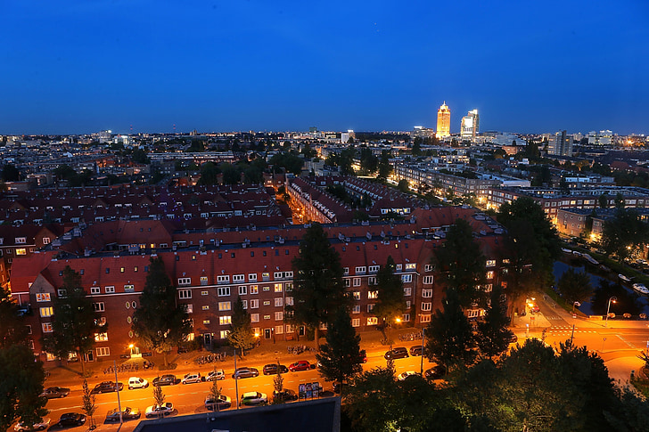 Pays-Bas, ville, vue de nuit