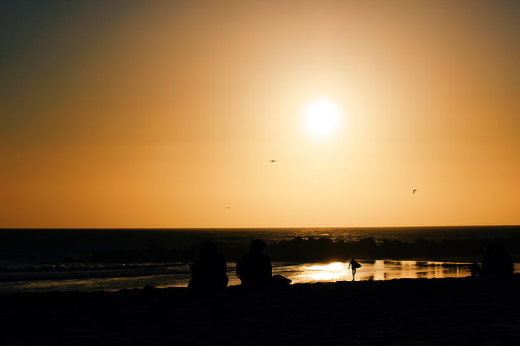 photo, sunset, dusk, beach, horizon, summer, sand