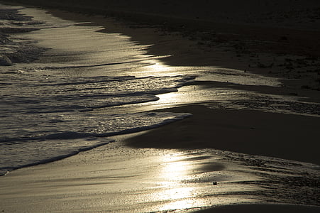 Bãi biển, làn sóng, buổi tối, tâm trạng, mặt trời