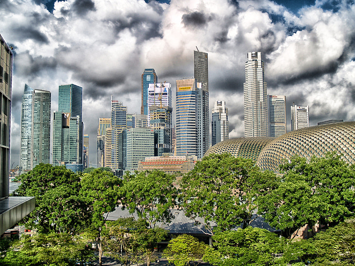 Singapur, Skyline, mesto, mrakodrapy, budovy, Urban, Architektúra