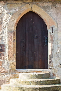 trapper, mål, middelalderen, historisk, inngang, arkitektur, døren
