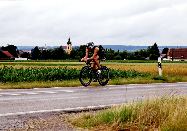 triatlon, triathlete, bicikliste, cestovni bicikl, bicikl, Erbach, dellmensingen