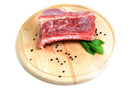 ребро, говеждо месо, месо, суров, бяло, ястие, хранене