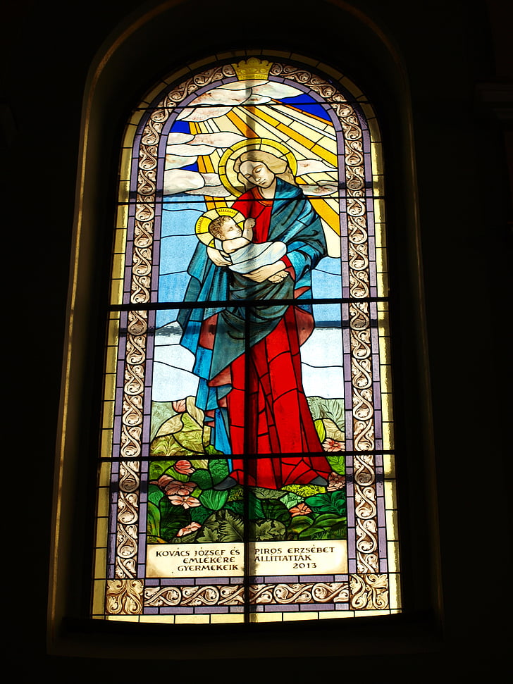 kunágota, st, imre, catholic, church, stained glass window, christianity