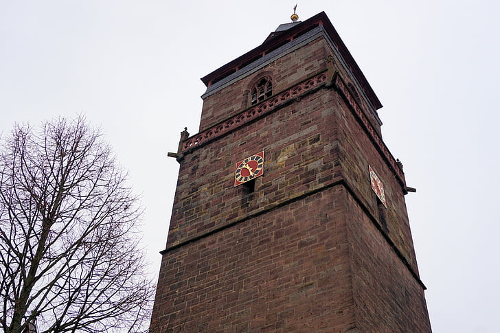 Église, tour, tour de l’horloge, horloge, steeple, architecture, bâtiment
