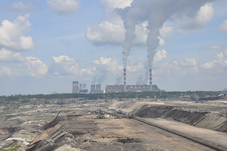 power station, mine, brown coal, zwałowisko, heap, view, earth