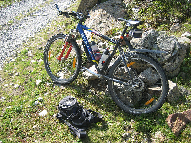 vélo de montagne, vélos de route, vélo, suite, montagnes, Transalp, nature