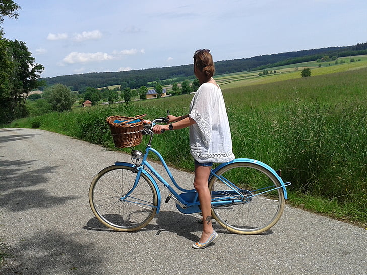 Fietsen, landschap, wiel, natuur, fiets, twee wielen voertuig, zomer
