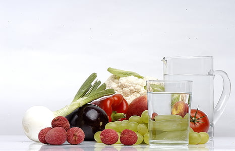 nutrisi, buah, sayur, dapur, air, bawang merah, terung