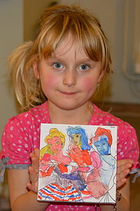 Gadis, Menggambar, anak, orang-orang, Putri, kebanggaan, Kaukasia etnis
