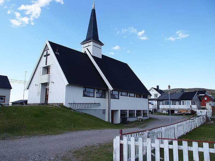 Église, l’Europe, village, Norvège, paysage, ville