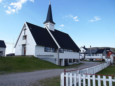 Igreja, Europa, vila, Noruega, paisagem, cidade