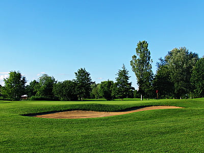 field, golf, nature, green