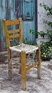 кресло, Старый, Открытый, сиденья, деревянные