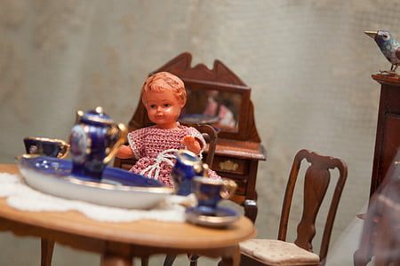 child, table, chairs, toys, old, antique, play