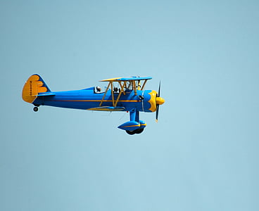 vintage, flyvemaskine, bi-plan, antik, gamle, retro, flyvning