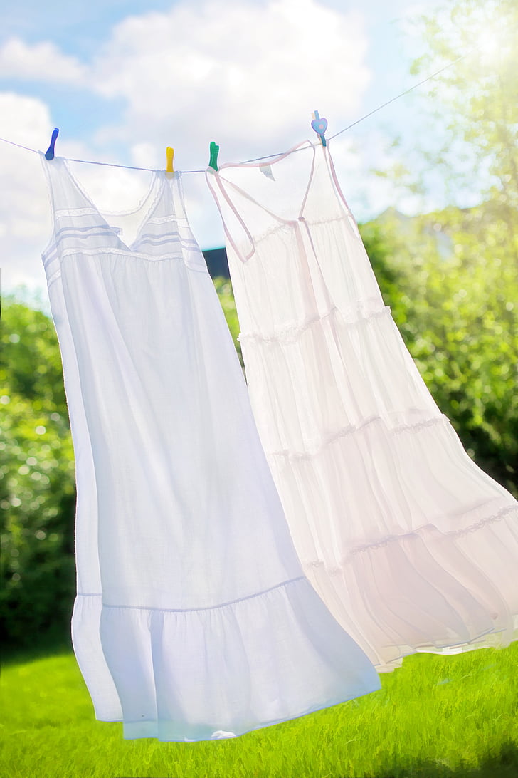 clothesline, summer, nighties, clean, fresh, laundry, wash