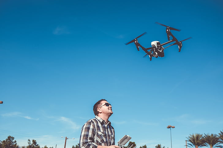 Flying, kameraet, drone, miniprogram, teknologi, antenne, moderne
