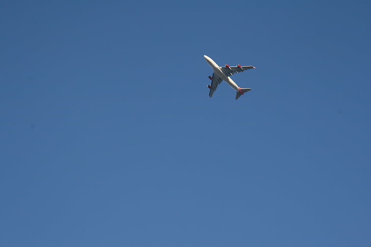 avião, céu azul, veículo, viagens