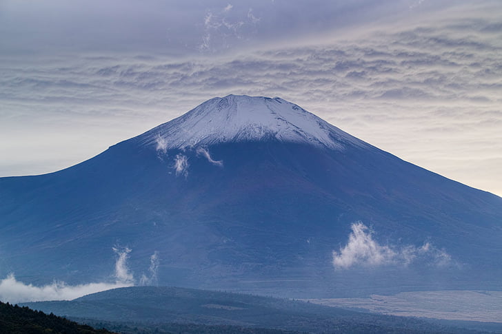 Fuji, niebo, góry, świt, chmury, wulkan, Natura