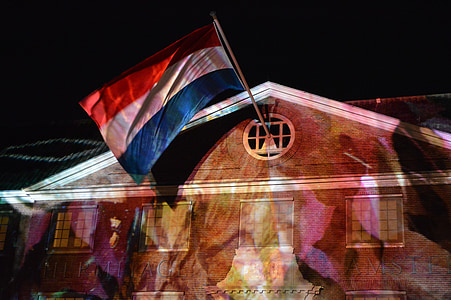 Hermitage, Amszterdam, könnyű fesztivál, zászló, Hollandia, Art
