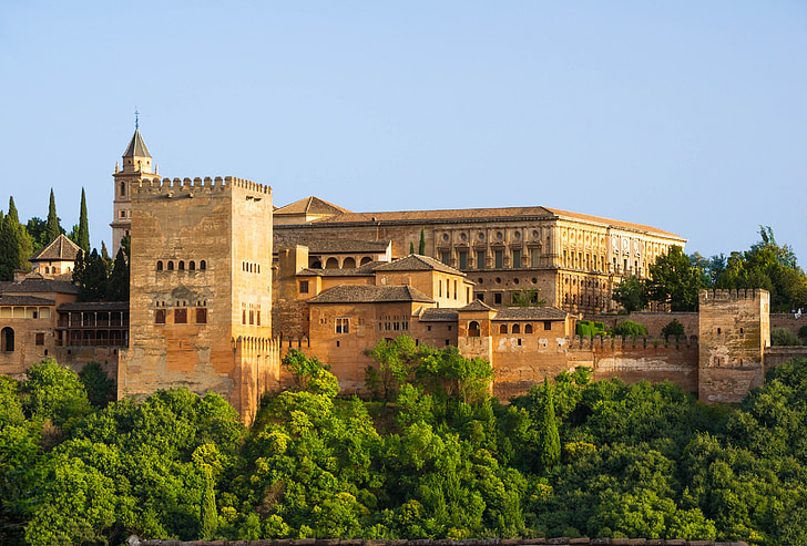 alhambra, granada, spain, fortress, palace, building, famous