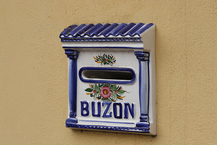 postkasse, keramik, regionale, Tenerife, Kanariske Øer, Spanien, væg