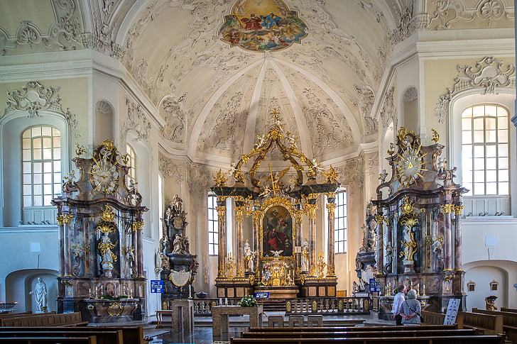 Bruchsal, St Peters kirken, Petersplassen, barokk, Balthasar neumann, alteret, katolske