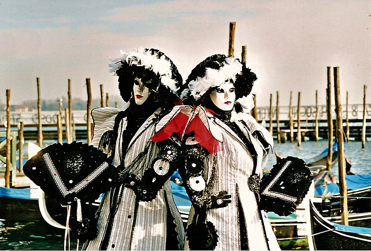 karneval, maske, figur, ritual, Venedig, Italien, dekoreret