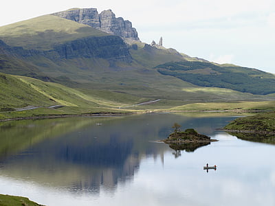 scotland, skye, isle of skye, rock, lake, water, nature