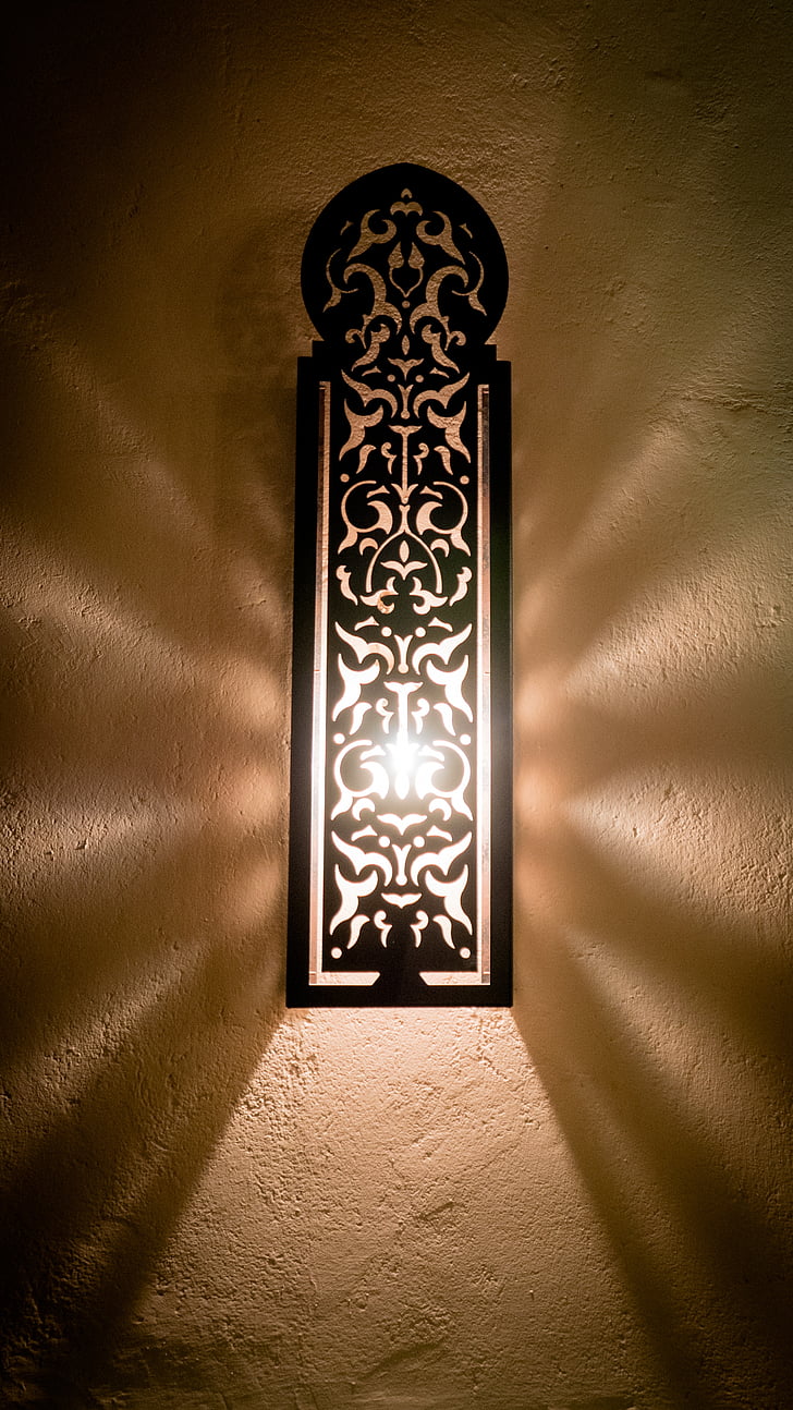svjetiljka za pregradu, svjetlosnog snopa, orijentalni, uzorak, zidni ukras, svjetlo, svjetlo ukras