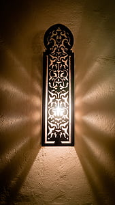 Lámpara de pared, rayo de luz, oriental, patrón de, decoración de la pared, luz, decoración luz