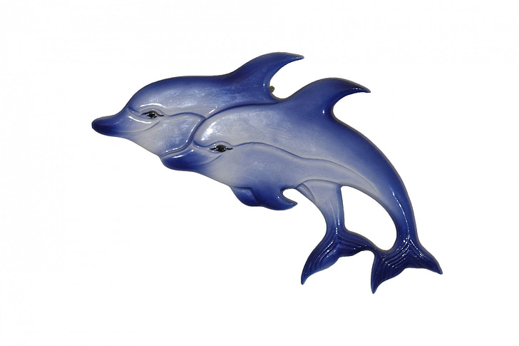 Delfino, delfini, mammifero, vita di mare, blu, ornamento, decorazione