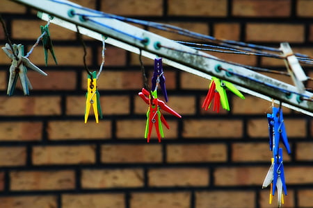clothespins, clothes line, hang, budget, colorful, clamp, jam