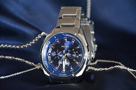 hodinky, Festina, Luxusní, modrá