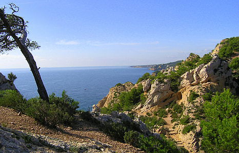 Marsella, paisaje, mar, Playa, naturaleza, sol, panorama