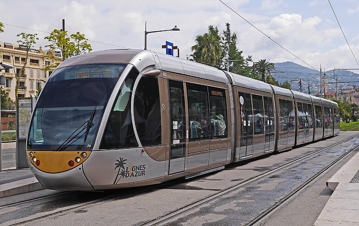 Nice, tram, futuriste, Nouveau, expansion de la grille, hybride, batterie