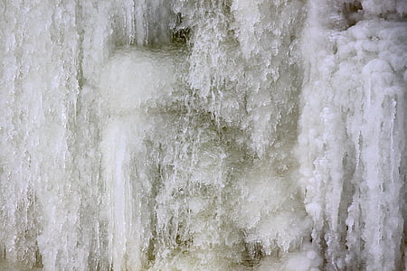 waterfall, frozen, ice, water, snow, cold, winter
