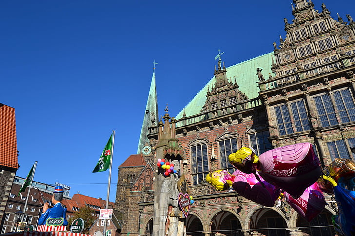 Bremen, turu, buden, päike, Piparkoogid, südame, aastal turule