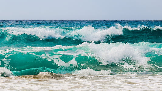gelombang, Smashing, busa, semprot, laut, alam, Angin
