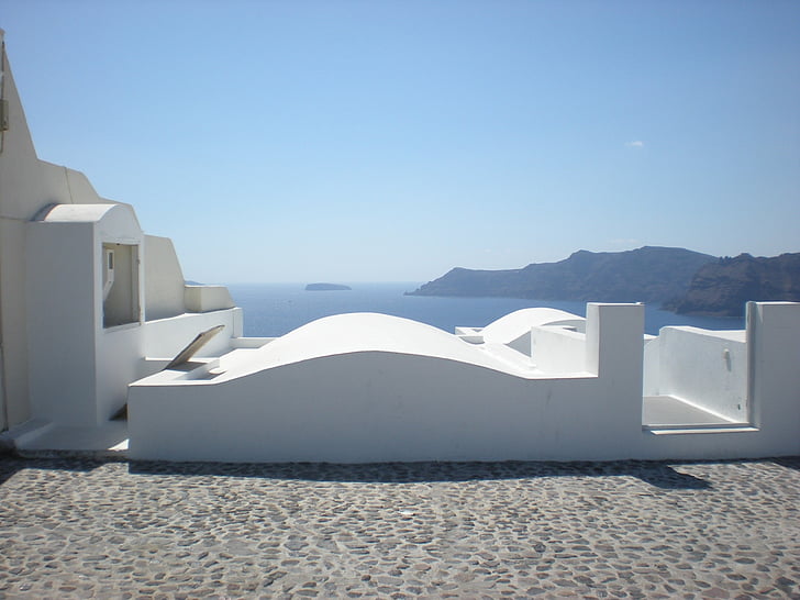 Santorini, grekisk ö, Grekland, Caldera, Panorama, Oia