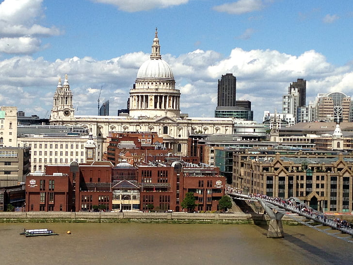 Londra, İngiltere, St paul Katedrali, Yeni tate Gallery'den görüntüleme, thames Nehri, mimari, Hükümet