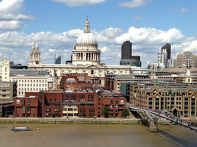London, Anglija, St paul's cathedral, pogled iz novega tate gallery, reka Temza, arhitektura, vlada